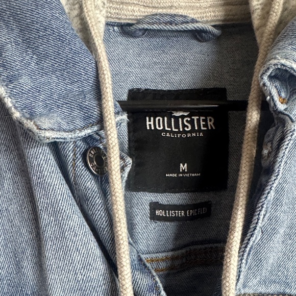 Hollister Blue Denim Jacket with Gray Sleeves - Picture 5 of 11